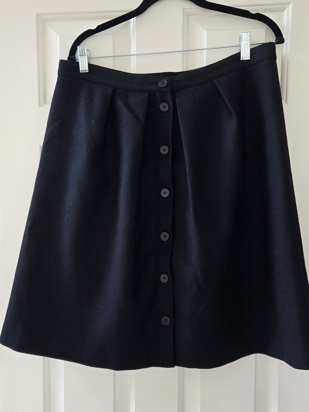 J. Crew Black Button-Front A-Line Skirt